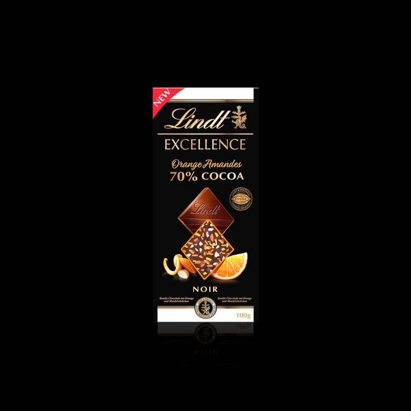 Orange Amandes 70% Cacao Lindt Excellence 100 Gr