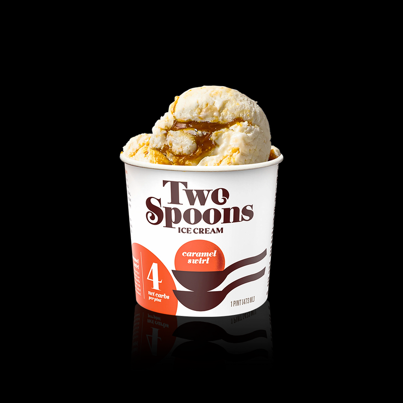 Caramel Swirl Ice Cream Two Spoons 473 Ml