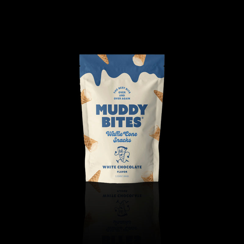 White Chocolate Waffle Cone Snacks Muddy Bites 66 Gr